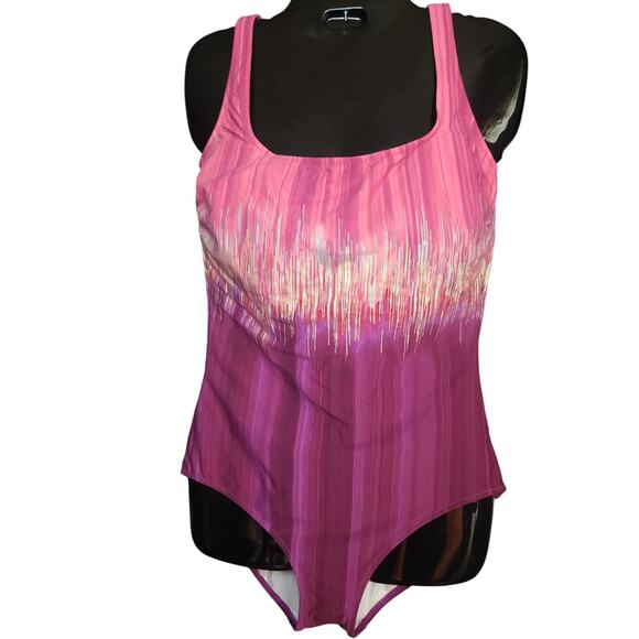 GOTTEX Moroccan Sky Square-Neck One-Piece Swimsuit 14 Plum Mastectomy NWT $148 - Picture 3 of 9